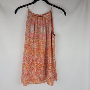 Violet & Claire Women's Sleeveless Pink and Yellow Paisley Top Size Medium